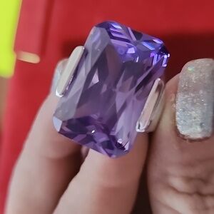 Crystal sterling silver ring